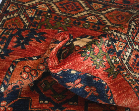 3x4 Rust Ersari Afghan Hand Knotted Veg Dye Wool Area Rug